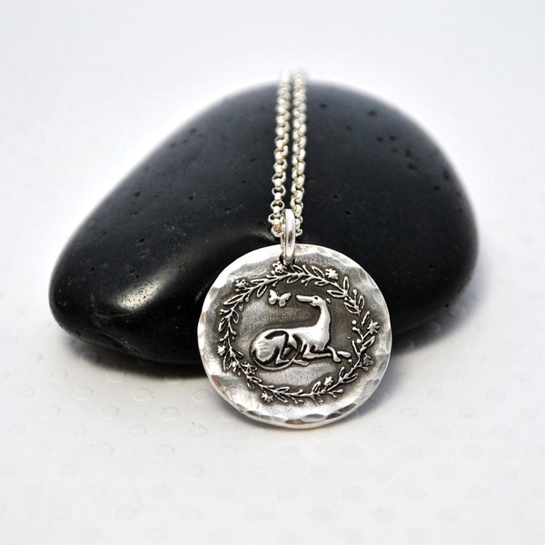 Hurt No Living Thing Necklace - PETITE SIZE - Greyhound - Poetry - Animal Lover - Animal Advocate Jewelry - Animal Welfare -  Fine Silver