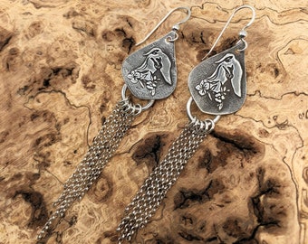 Greyhound Cascade Earrings - Greyhound Jewelry - Whippet - Galgo - Italian Greyhound - Oliver's Garden - Fine Silver - Greyhound - Fringe