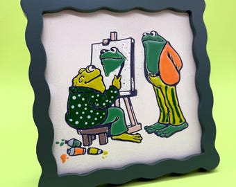 Frog and Toad Ceramic Tile - 70's Nostalgia - Cuerta Seca - Arnold Lobel -  Handmade - Hand Painted