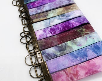 Ice Dyed Key Fob - Ice Dyed Key Fob - Fabric Key Chain - Wristlet Key Ring - Handmade - Hand Dyed - Ice Dyed