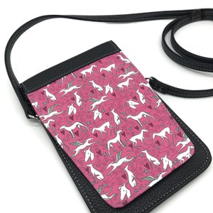 Greyhound Slim Crossbody Bag - PINK Hound Parade - Greyhound - Whippet - Italian Greyhound - Galgo - READY to SHIP - Greyhound purse