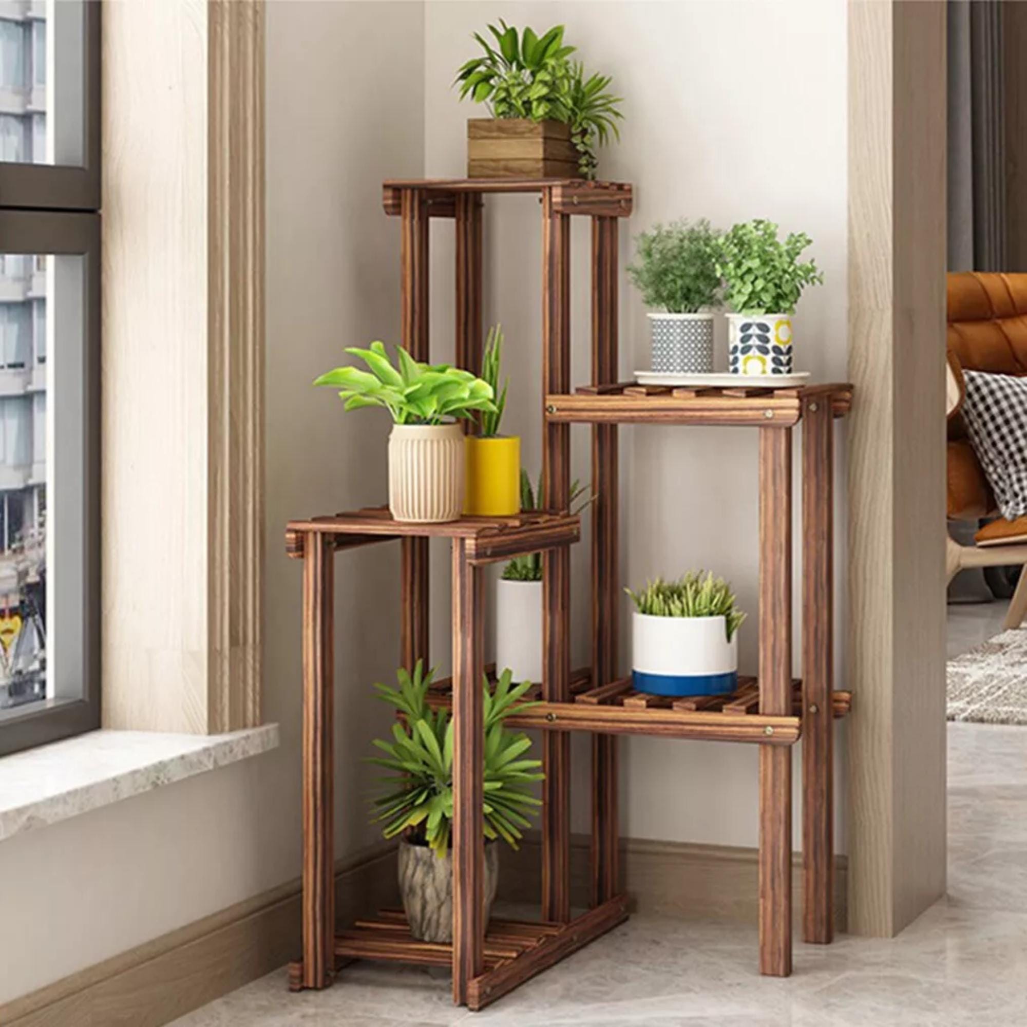 Well Arranged Wood Plant Stand Holder Flower Display Rack Indoor Outdoor Corner Perfect Wood Plants Pot Stand Cute Tiered Plants Stand Gift
