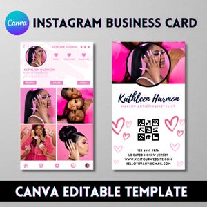 Nails Instagram Business Cards, Business Promo Instagram Cards, Hair Stylist Business Cards, Make Up Artist Business Cards, Skincare IG Card