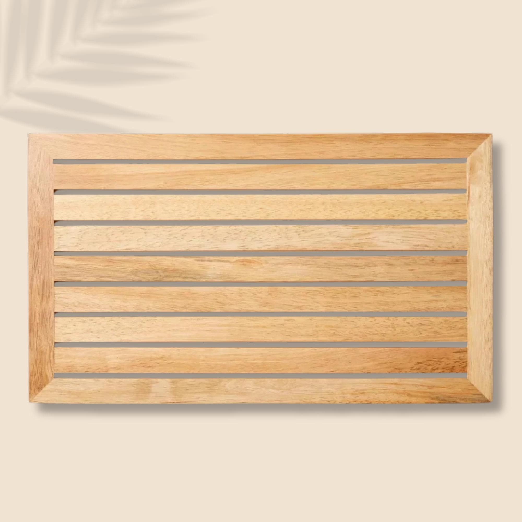 Wooden Slatted Bath Mat 24x14, Non-Slip Natural Wood Shower Mat with Rubber Backing, Spa Style Bathroom Rug, Magnolia Home Decor