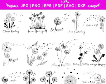 Dandelion Svg Bundle, Dandelion SVG, Dandelion Vector, Dandelion Cricut, Dandelion Clipart, Dandelion Files For Cricut, Silhouette, Clip Art