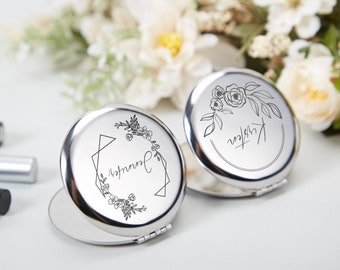Personalized Compact Mirror, Bridesmaid Proposal Gifts, Custom Compact Mirror,Personalized Gift for Women,Birth Flower Pocket Mirror for Her