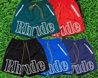 Rhude Shorts Letters Casual Sports Shorts, American High Street Casual Loose Beach Shorts, Unisex Sports Shorts