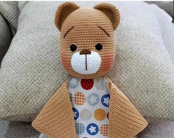 Teddy Bear Sleeping Friend Amigurumi Doll- Handmade Stuffed Plush Crochet Companion Gift for Baby Girl Shower,Kid,Unique Birthday Gift for H