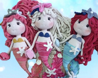 personalized handmade crochet mermaid doll,unique,custom, amigurumi stuffed plush gift for her/him, baby girl/boy, baby shower, disney ariel