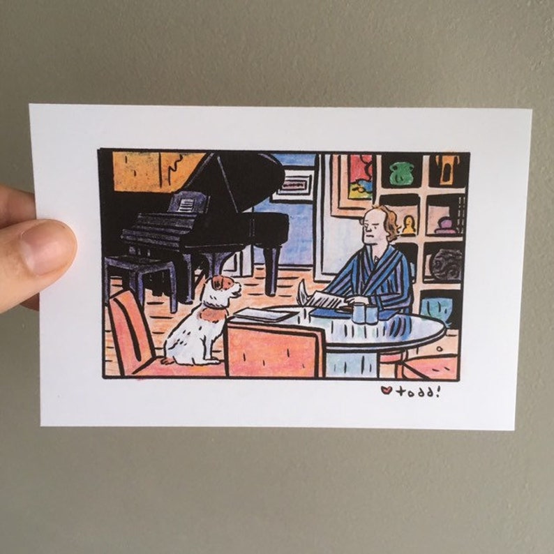 Frasier - Print, 4 x 6 inches, TV, framed artwork, wall decor, art, actor, comedian, Frasier Crane, Eddie, Kelsey Grammer