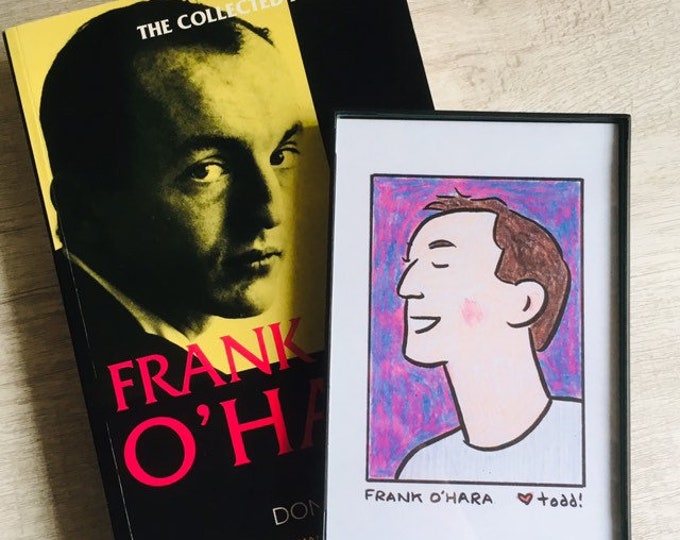 Frank O'Hara, Print, 4 x 6, Portrait, Poetry, Art, Wall, Crayon, Gift, Pop Culture, Poet