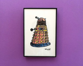 Dalek Art Print: Doctor Who Framed Illustration (4x6 inches)
