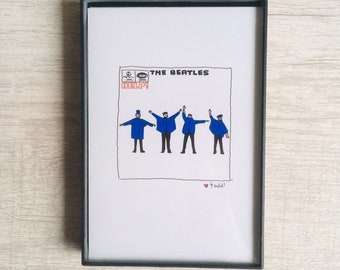 The Beatles - HELP!, Art, Print, 4 x 6 inches, music, record cover, album art, illustration, gift idea, wall decor