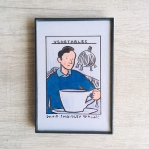 David Shrigley, Print, 4 x 6, Portrait, Art, Wall, Crayon, Artist, Gift, Pop Culture, Vegetables