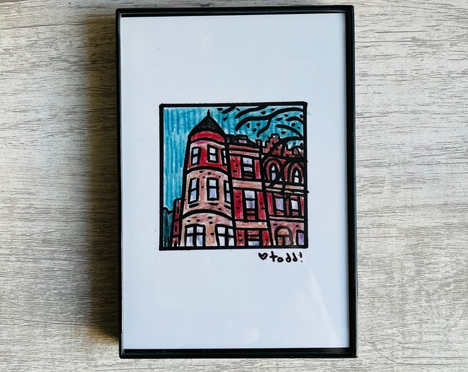 The Royal Tenenbaums - The House on Archer Ave, Wes Anderson, Art, Print, 4 x 6 inches, movies, film geek, framed artwork, wall decor