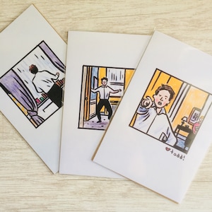 Love Actually Print Set, 4 x 6 inches, Art, Movies, Illustration, Wall Decor, Hugh Grant, dance scene
