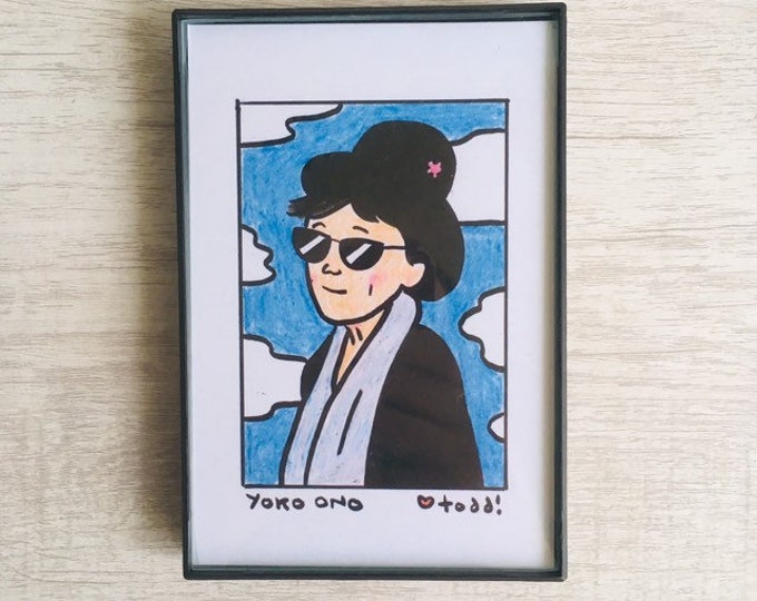 Yoko Ono - Print, 4 x 6 inches, Portrait, music, band, framed artwork, wall decor, art, Plastic Ono Band, Grapefruit