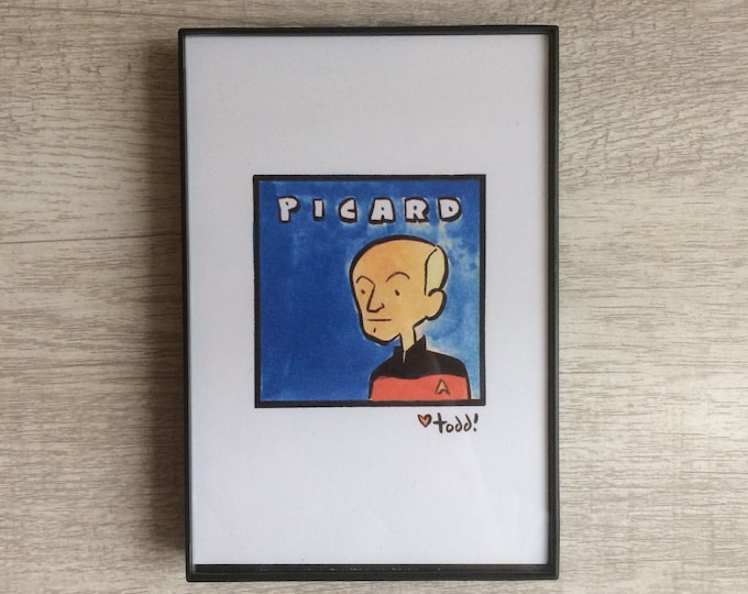 Jean-Luc PICARD - Print, 4 x 6 inches, TV, movies, film geek, framed artwork, wall decor, art, Star Trek, STTNG