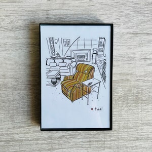 Frasier's Chair Print: Martin Crane's TV Furniture, Framed Artwork (4x6 inches)