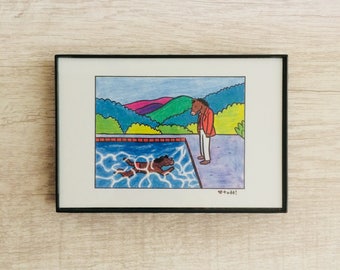 Bojack Horseman, 4 x 6 inch Print, Crayon Drawing, Illustration, David Hockney, Pop Culture, Wall Decor, TV, Mash-up