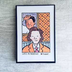 Wes Anderson - Print, 4 x 6 inches, Portrait, movies, film geek, framed artwork, wall decor, art