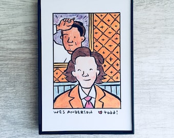 Wes Anderson - Print, 4 x 6 inches, Portrait, movies, film geek, framed artwork, wall decor, art
