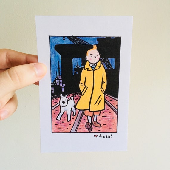 Tintin and Snowy Print: Framed Comic Art (4x6 Inches) - Etsy