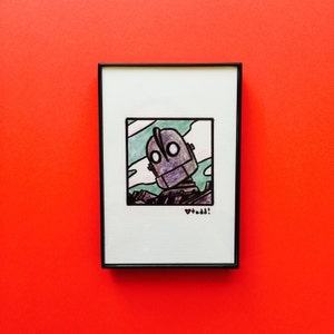 Art, The Iron Giant, Print, 4 x 6 inches, movies, film geek, Robot, Vin Diesel, framed artwork, illustration, wall decor image 1