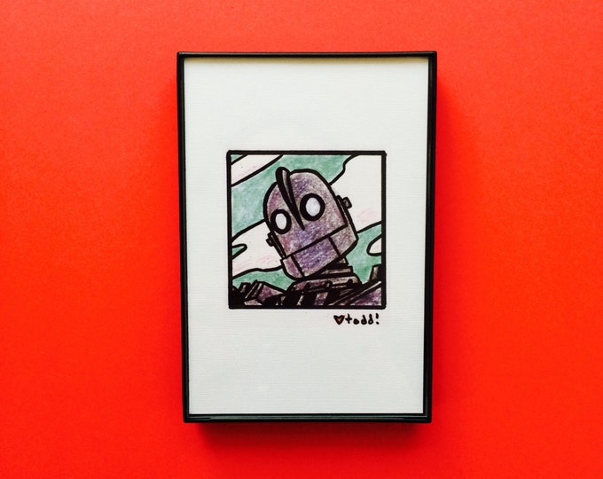 The Iron Giant Print: Framed Movie Art, Geek Wall Decor (4x6 inches)