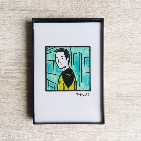 Data - Star Trek - Print, 4 x 6 inches, TV, movies, film geek, framed artwork, wall decor, art, STTNG