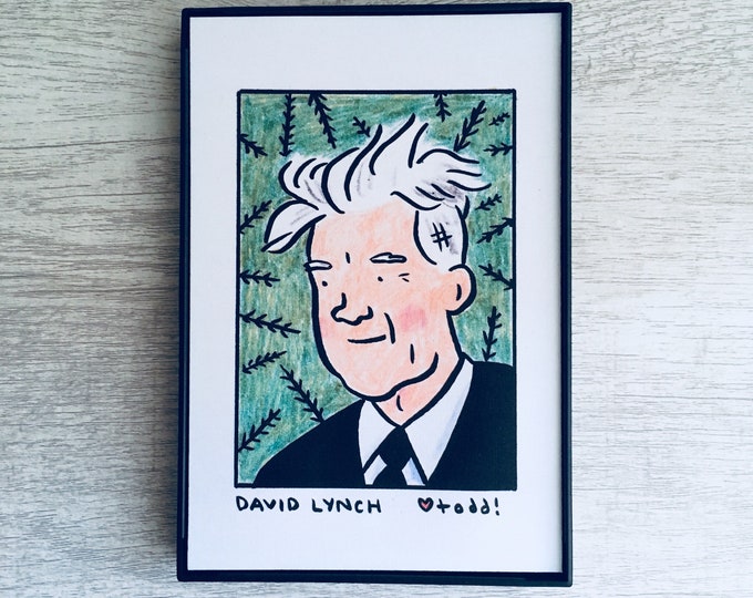 David Lynch - Print, 4 x 6 inches, Portrait, movies, film geek, framed artwork, wall decor, art, Twin Peaks