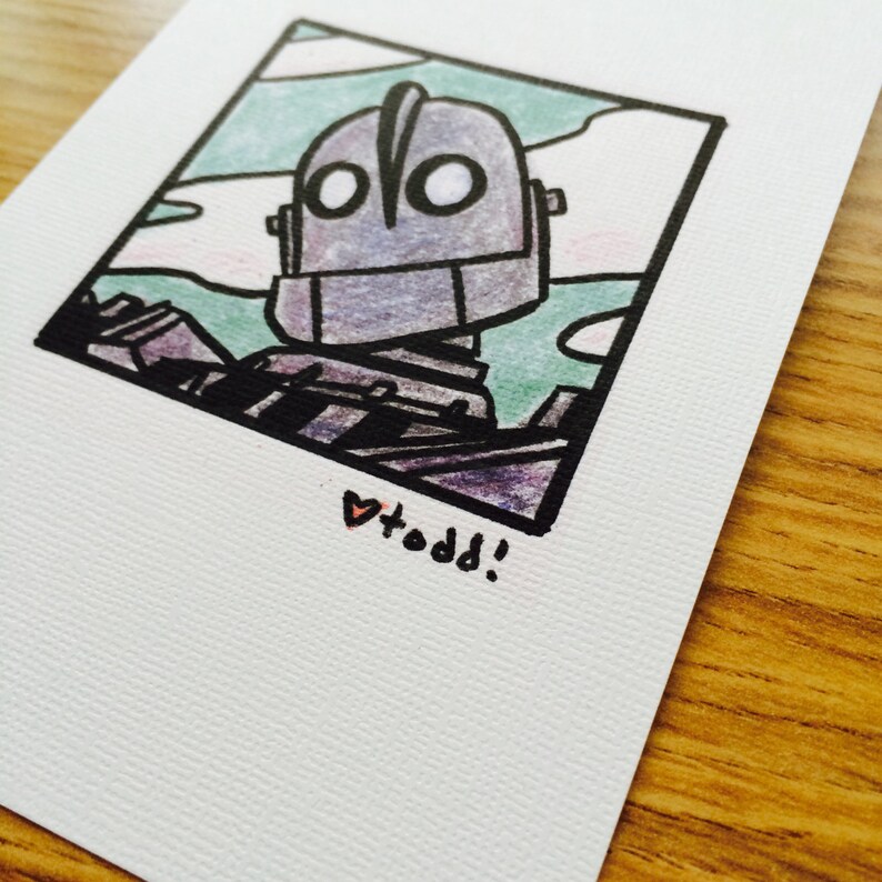 Art, The Iron Giant, Print, 4 x 6 inches, movies, film geek, Robot, Vin Diesel, framed artwork, illustration, wall decor image 2