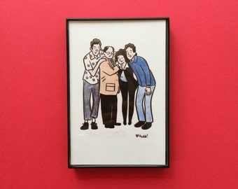 Seinfeld, 4 x 6 inch Print, Crayon Drawing, Illustration, Jerry Seinfeld, Kramer, George, Elaine, Pop Culture, Wall Decor, TV