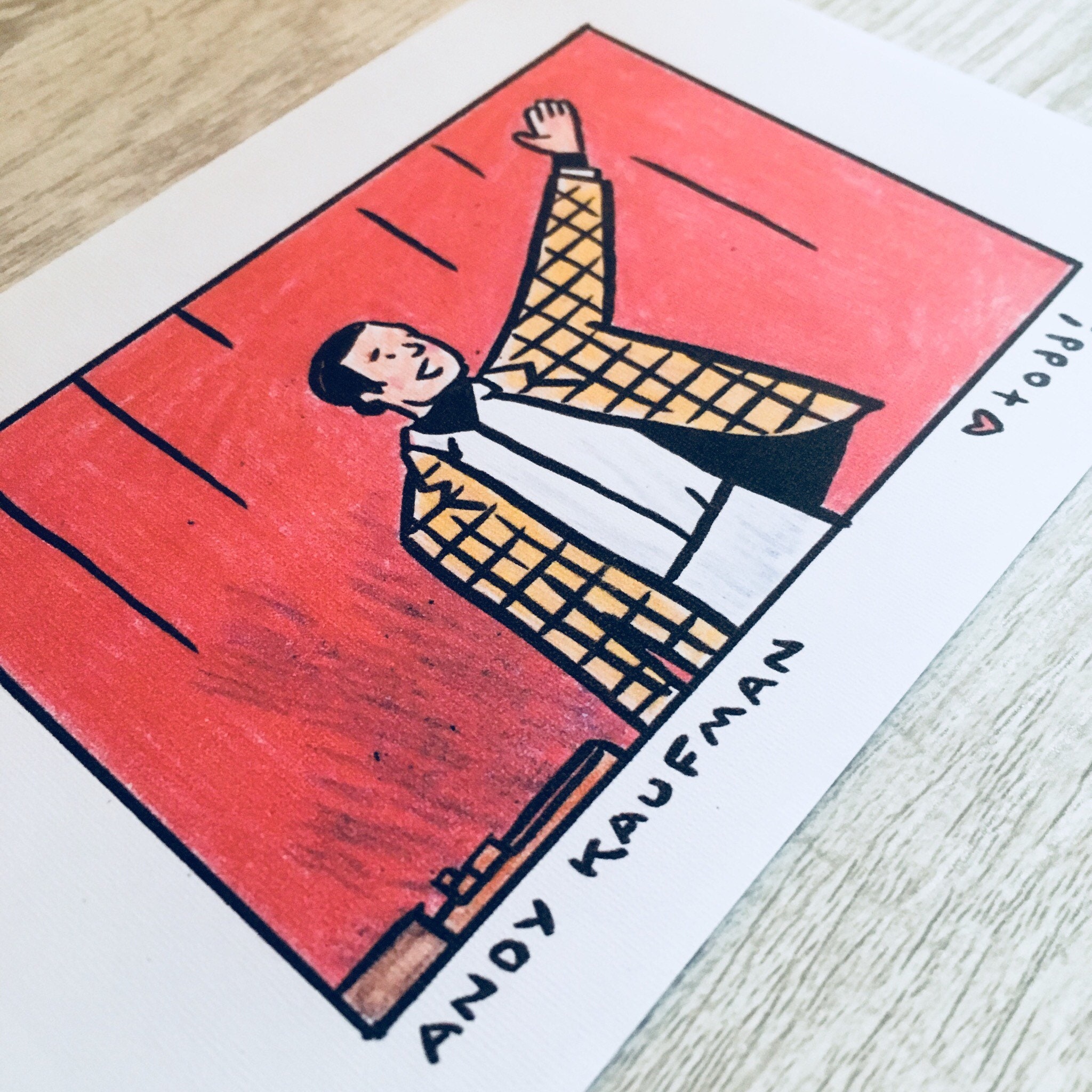 Andy Kaufman - Print, 4 x 6 inches, Portrait, movies, TV, framed