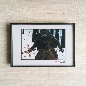Kylo Ren Crayon Art Print: Star Wars Movie Decor (4x6 inch)