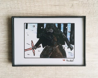 Star Wars - Kylo Ren, 4 x 6 inch Print, Crayon Drawing, Movies, Pop Culture, Wall Decor, George Lucas, Jedi