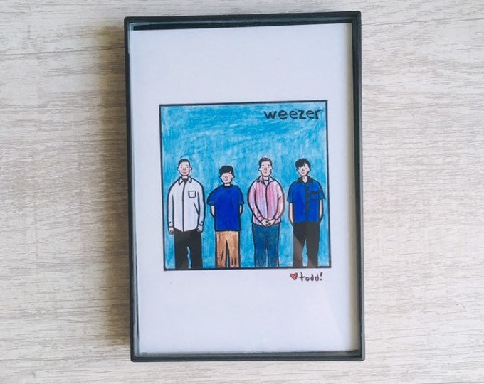 Weezer - The Blue Album, Art, Print, 4 x 6 inches, music, record cover, album art, illustration, vinyl junkie, gift idea, wall decor