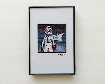 Fantastic Mr Fox Art Print, Ash Bandit Mask, Wes Anderson Film, Framed 4x6