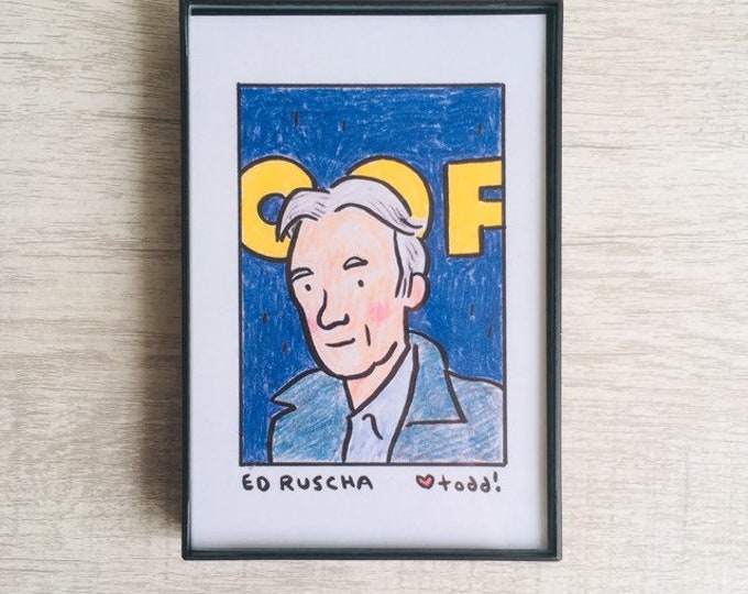 Ed Ruscha, Print, 4 x 6, Portrait, Art, Wall, Crayon, Artist, Gift, Pop Culture, OOF