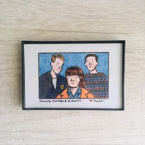 Young Marble Giants, Print, 4 x 6, Portrait, Art, Wall, Crayon, Music, Gift, Band, Portrait, Pop Culture, Post-punk, Wales