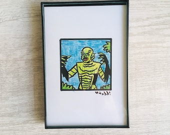 Creature From the Black Lagoon Print: Universal Monsters Art (4x6 inch)