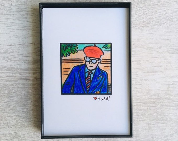 Red Hat Max - Rushmore Print, 4 x 6, Art, Wall, Movies, Gift, Wes Anderson, Pop Culture, Film Geek