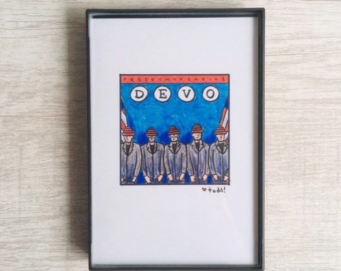 DEVO - Freedom of Choice, Art, Print, 4 x 6 inches, music, record cover, album art, illustration, vinyl junkie, gift idea, wall decor