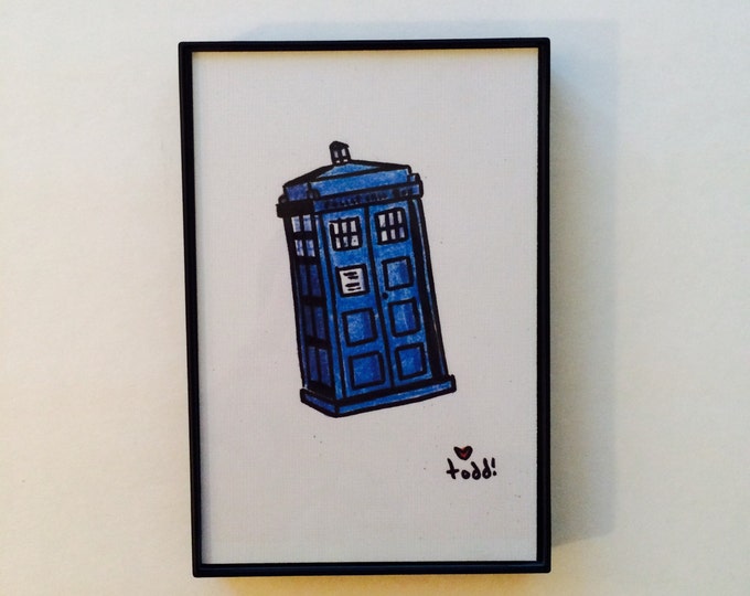 Tardis, Doctor Who, Art, Print, 4 x 6 inches, Television, Science Fiction, Framed Artwork, Illustration, Wall Decor, BBC, Dr Who, Sci Fi