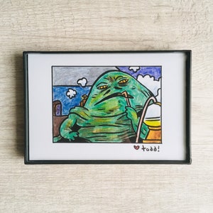 Star Wars - Jabba the Hutt, 4 x 6 inch Print, Crayon Drawing, Movies, Pop Culture, Wall Decor, George Lucas, Jedi