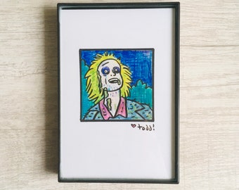 Beetlejuice Art Print: Tim Burton Movie Illustration (4x6 inch)