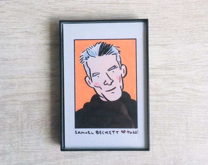 Samuel Beckett, Print, 4 x 6, Portrait, Art, Wall, Crayon, Author, Gift, Pop Culture, Waiting for Godot