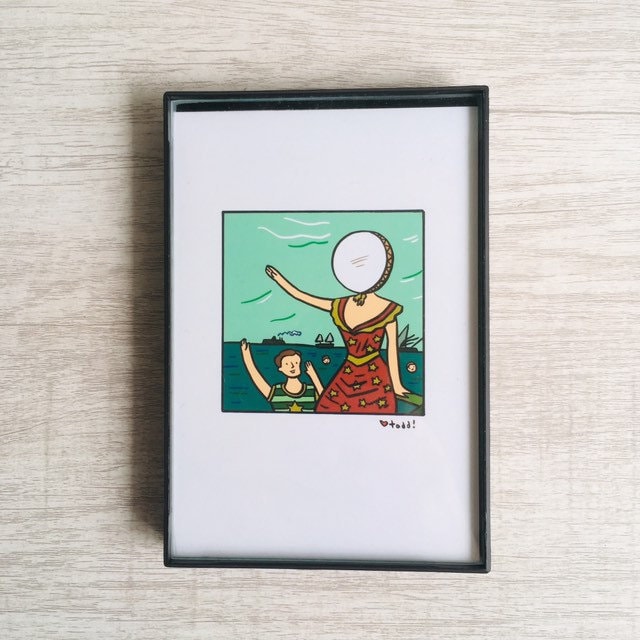Neutral Milk Hotel - En el avión sobre el mar, arte, impresión, 4 x 6 pulgadas, música, portada de disco, carátula de álbum, ilustración, decoración de pared
