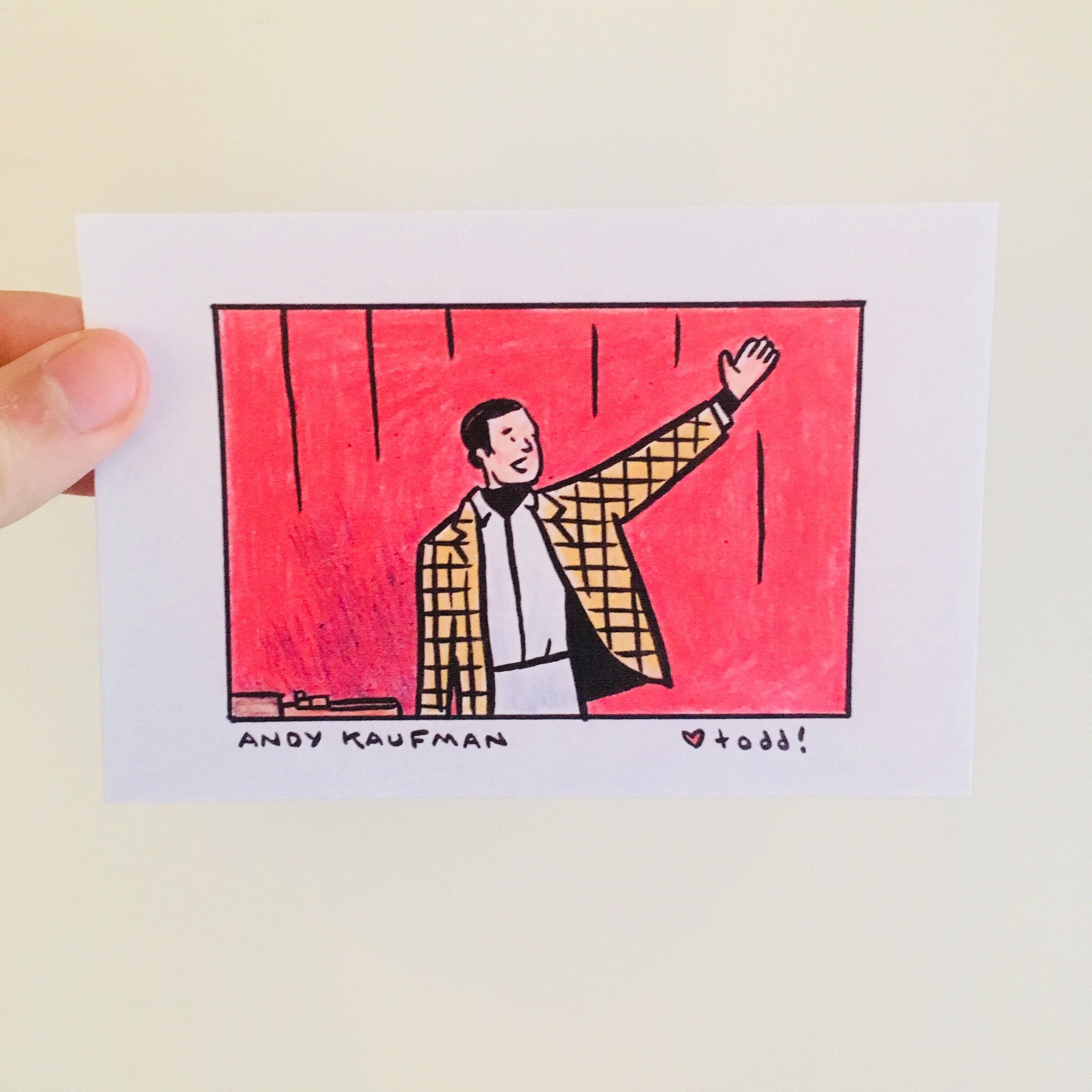 Andy Kaufman - Print, 4 x 6 inches, Portrait, movies, TV, framed