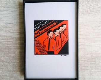 Kraftwerk - The Man Machine, Art, Print, 4 x 6 inches, music, record cover, album art, illustration, vinyl junkie, gift idea, wall decor